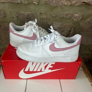 Nike Air Force 1 White and Pink Shoes